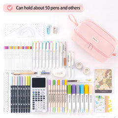 Lage Capacity Large Pencil Case Canvas Pen Pouch Bag with 2 Compartments