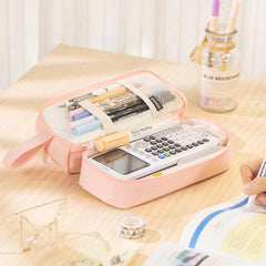 Lage Capacity Large Pencil Case Canvas Pen Pouch Bag with 2 Compartments