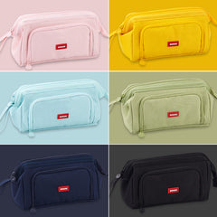Large Capacity Multifunctional Pencil Bags Case Solid Color Series Canva Pencil Bag