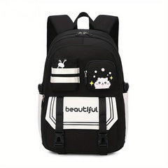 Large Capacity Student School Bag Solid Color Backpack Class Primary Schoolbag