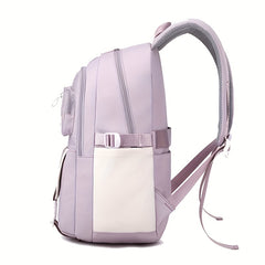 Large Capacity Student School Bag Solid Color Backpack Class Primary Schoolbag