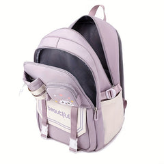 Large Capacity Student School Bag Solid Color Backpack Class Primary Schoolbag
