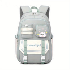 Large Capacity Student School Bag Solid Color Backpack Class Primary Schoolbag