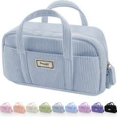 Extra Big Pencil Bag with 5 Compartments, Pen Bag Wide Opening, Soft Corduroy Pencil Pouch Organizer with Zipper