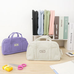 Extra Big Pencil Bag with 5 Compartments, Pen Bag Wide Opening, Soft Corduroy Pencil Pouch Organizer with Zipper