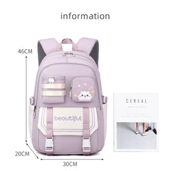 Large Capacity Student School Bag Solid Color Backpack Class Primary Schoolbag