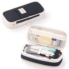 Minimalist Style Pencil Bag Large Capacity Canvas Classic Pen Bag With Zipper