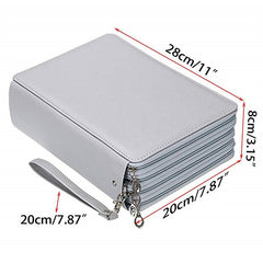 Multifunction 200 Slot Portable Colored Pencil Case Waterproof Leather Pencil Bag