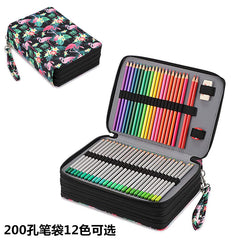 Multifunction 200 Slot Portable Colored Pencil Case Waterproof Leather Pencil Bag