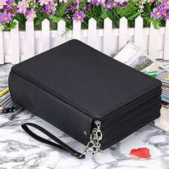 Multifunction 200 Slot Portable Colored Pencil Case Waterproof Leather Pencil Bag