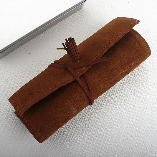 Multifunction Roll Pencil Bag Vintage Leather Pen Bag Box