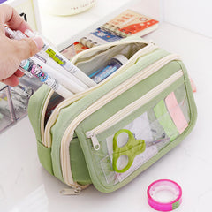 New Transparent Student Stationery Bag Nine-layer Panda Pen Bag Zip