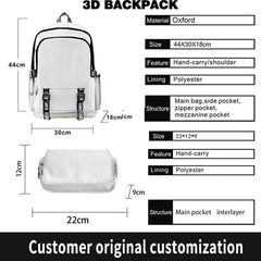 3pcs Set Girl Backpack Fashion Cartoon Large School Students Printed Bluey Backpack