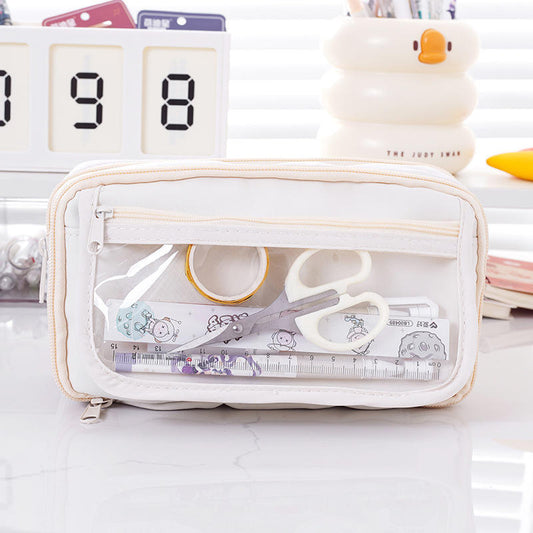 New Transparent Student Stationery Bag Nine-layer Panda Pen Bag Zip