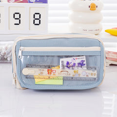 New Transparent Student Stationery Bag Nine-layer Panda Pen Bag Zip