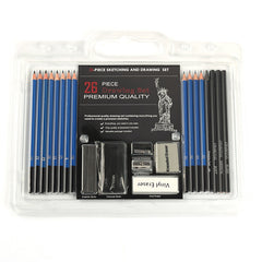 26Pcs Sketch Pencil Set Drawing Set With Charcoal Graphite Stick Eraser Stationery
