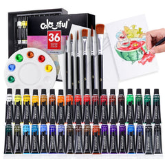 Portable And Washable Watercolor Paint Set With Water Color Paints And Brushes