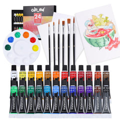 Portable And Washable Watercolor Paint Set With Water Color Paints And Brushes