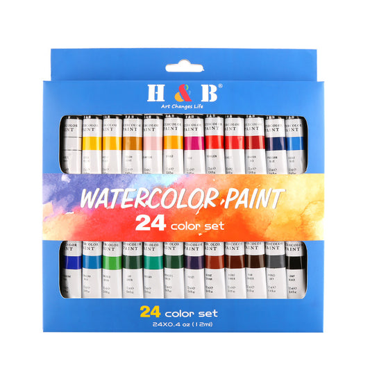 24 Colors Watercolor painting Kit 12ml Professional Art Painting Supplies