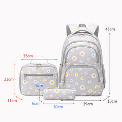 Prints Schoolbag Backpack 3pcs Set with Lunch Bag Large Capacity Bookbag