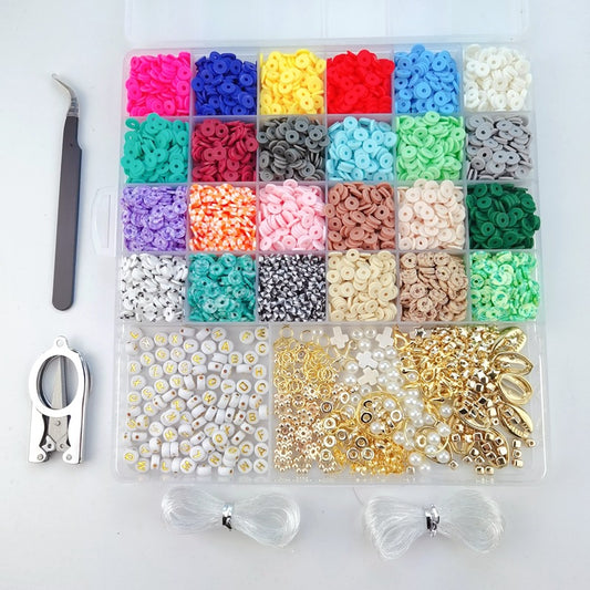 Polymer Clay Flat Beads Set 24 Colors 6MM ewelry Making Kit