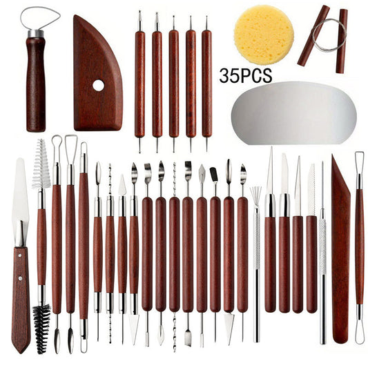 Pottery Clay Tools 35pcs Set DIY Polymer Carving Clay Kit