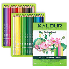 36Pcs Set Premium Botanical Colored Pencil With Vibrant Colors in Paper Box