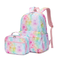 Print Backpack 2pcs Set Waterproof Girls Kid School Backpack With Lunch Bag Set