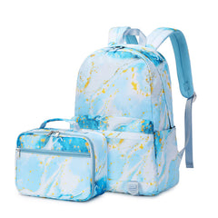 Print Backpack 2pcs Set Waterproof Girls Kid School Backpack With Lunch Bag Set