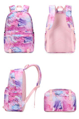 Print Backpack 2pcs Set Waterproof Girls Kid School Backpack With Lunch Bag Set