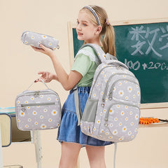 Prints Schoolbag Backpack 3pcs Set with Lunch Bag Large Capacity Bookbag