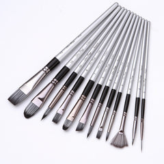 Professional 12Pcs Acrylic Oil Watercolor Painting Brushes Set