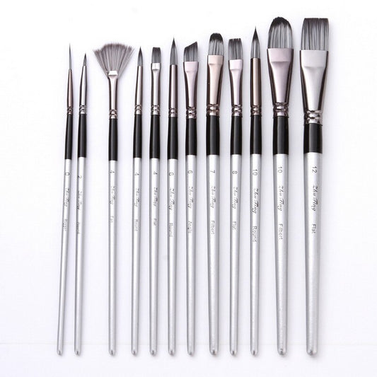 Professional 12Pcs Acrylic Oil Watercolor Painting Brushes Set