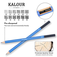 Drawing Sketch Pencils 12Pcs Set With Iron Box
