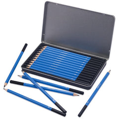 Drawing Sketch Pencils 12Pcs Set With Iron Box