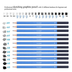 Drawing Sketch Pencils 12Pcs Set With Iron Box