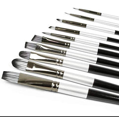 10pcs Professional Acrylic Paint Brushes Set With Synthetic Nylon Tips