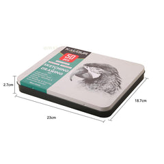 52pcs Graphite Charcoal Drawing Pencil Set With Iron Box Professional Sketch Wood Pencil Tool Kit