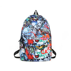 Junior High School Students Schoolbag Large Capacity Personalized Graffiti Casual Backpack With Pendant