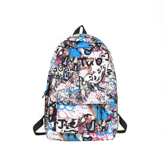 Junior High School Students Schoolbag Large Capacity Personalized Graffiti Casual Backpack With Pendant