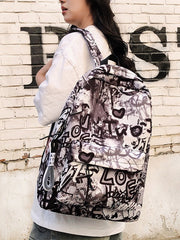 Junior High School Students Schoolbag Large Capacity Personalized Graffiti Casual Backpack With Pendant