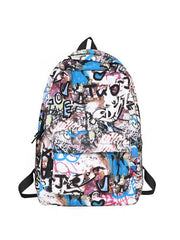 Junior High School Students Schoolbag Large Capacity Personalized Graffiti Casual Backpack With Pendant