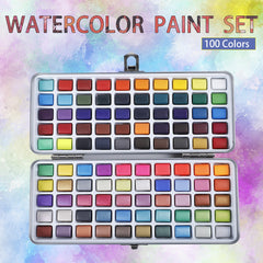 Solid Watercolor Paint Set With Metal Box Portable Travel Watercolor Paint Set