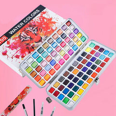 Solid Watercolor Paint Set With Metal Box Portable Travel Watercolor Paint Set