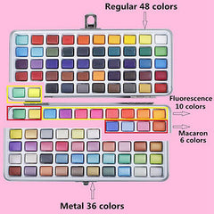 Solid Watercolor Paint Set With Metal Box Portable Travel Watercolor Paint Set