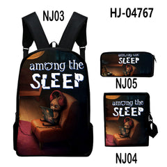 3D Print Backpack 3pcs Set Student Travel Bags Laptop Backpack