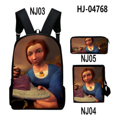 3D Print Backpack 3pcs Set Student Travel Bags Laptop Backpack