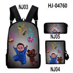 3D Print Backpack 3pcs Set Student Travel Bags Laptop Backpack