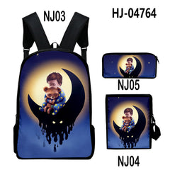 3D Print Backpack 3pcs Set Student Travel Bags Laptop Backpack