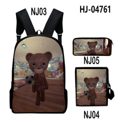 3D Print Backpack 3pcs Set Student Travel Bags Laptop Backpack